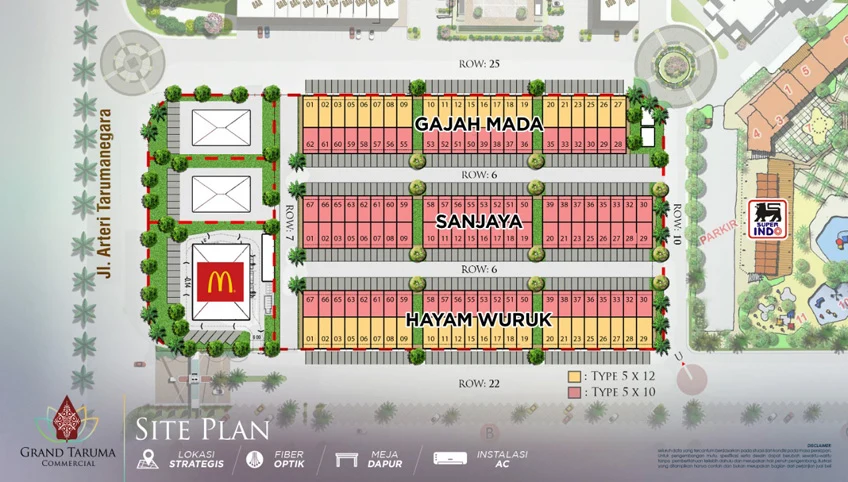 Site Plan Grand Taruma Commercial — Blok Gajah Mada, Sanjaya, Hayam Wuruk
